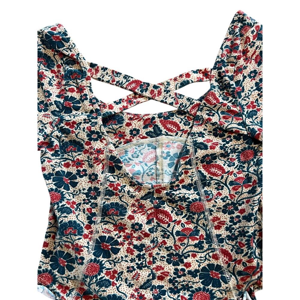 Free People Melanie Long Sleeve Floral Crisscross Back Top | XS - Picture 7 of 8